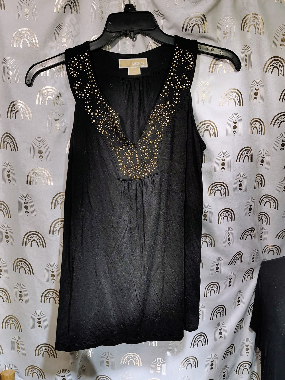 MICHAEL Michael Kors Black Studded V-Neck Sleeveless Top